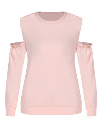  Plus Size Open Shoulder Sweatshirt - Orange Pink 1x