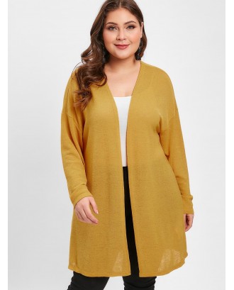  Plus Size Tunic Knit Cardigan - Bee Yellow 2x