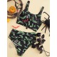  Bat Graphic Knotted Ruched Halloween Tankini Swimsuit - Black M