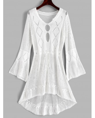 Crochet High Low Beach Dress - White