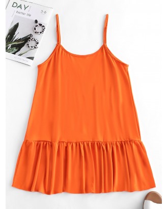 Cami Flounce Hem Mini Dress - Papaya Orange S