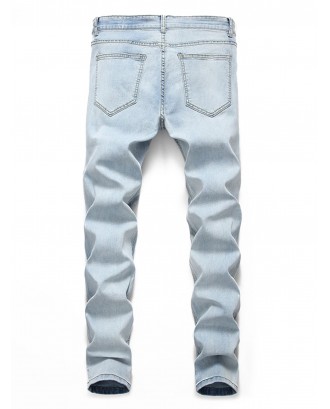 Big Hole Design Casual Jeans - Jeans Blue S